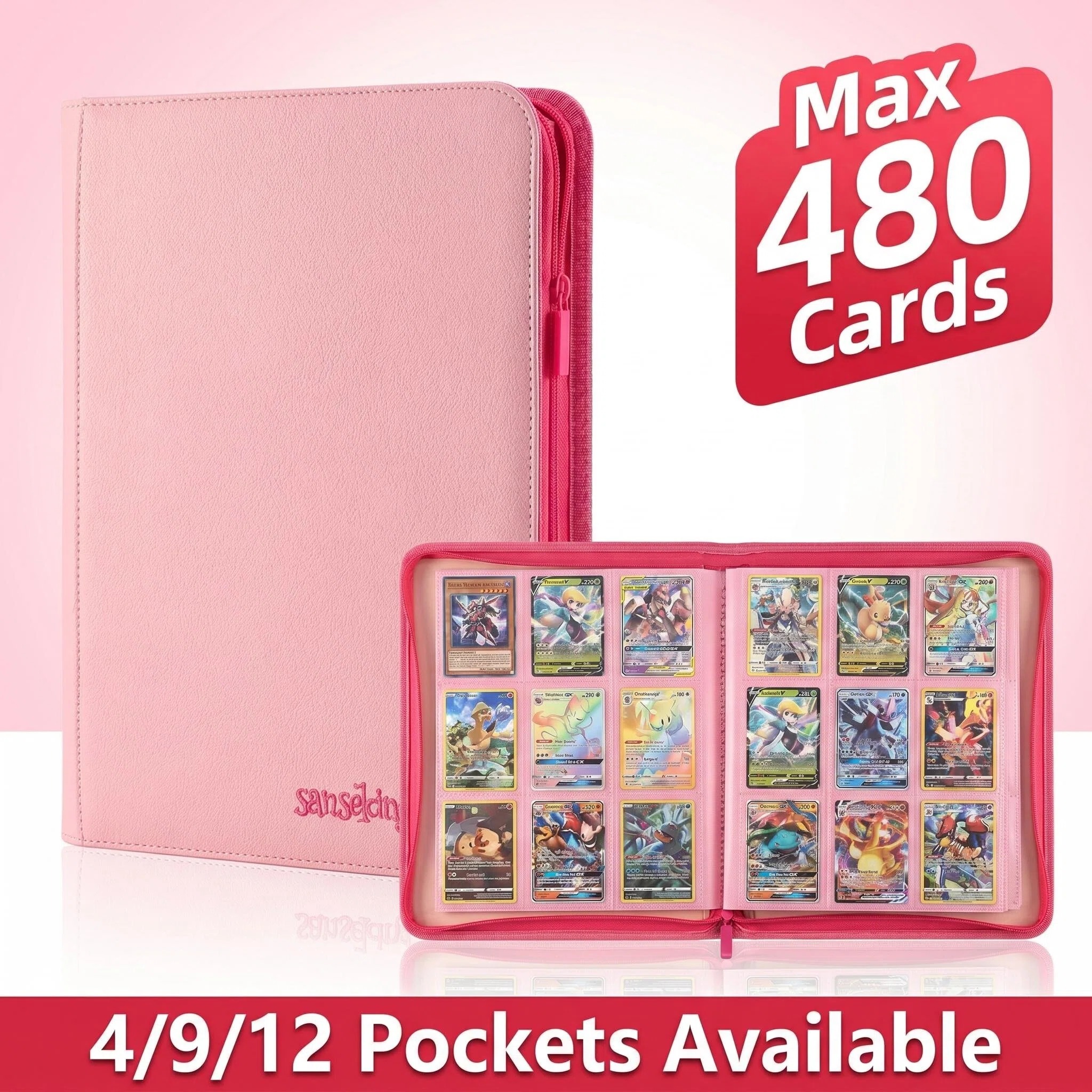 Pokemon Binder Card - Sanseking Double-Sided Zipper Card Binder PU