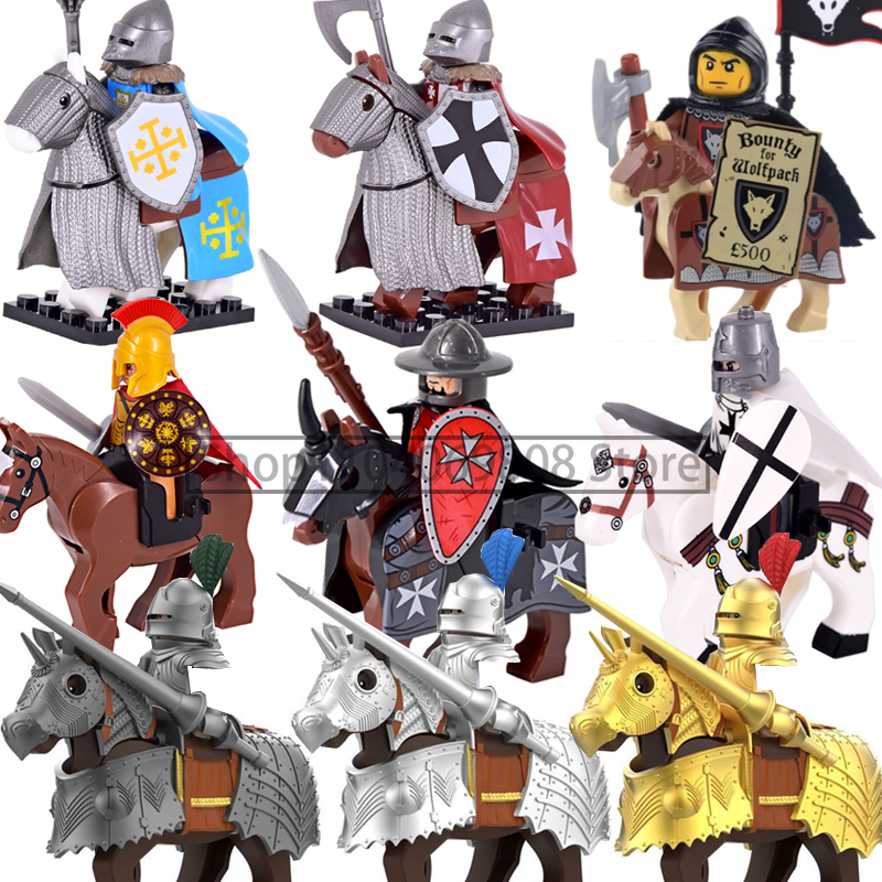 Lego Minifigure Holder - Medieval Soldier Figures Building Blocks Military