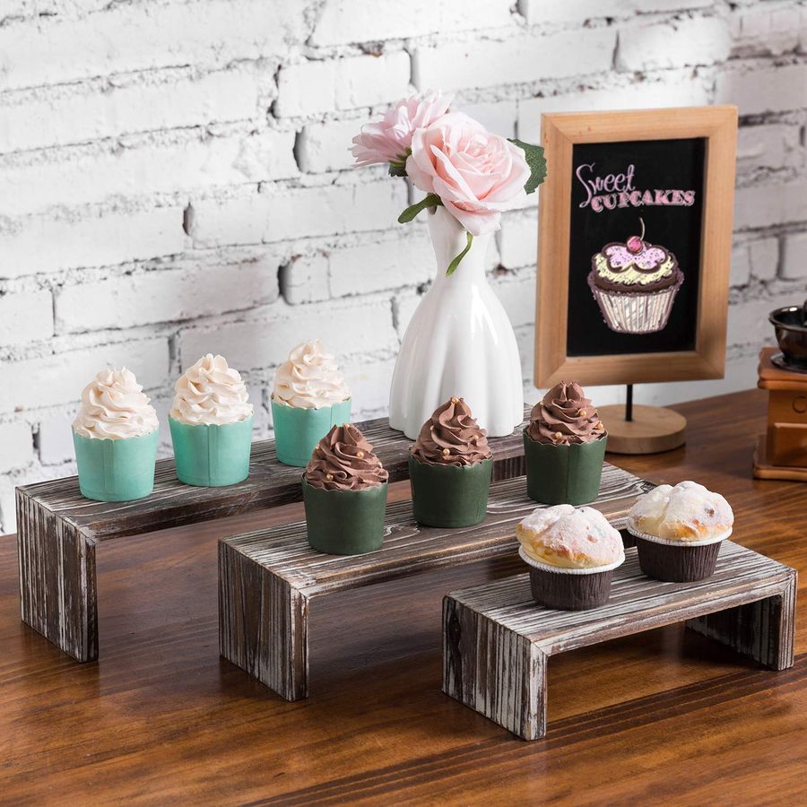 Tabletop Torched Wood Nesting  – Display Risers Set Bewertung und Preis